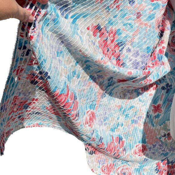 Vintage 1970s Floral Button-Up Housecoat Dress / Duster Robe / Caftan / Medium - Picture 9 of 13